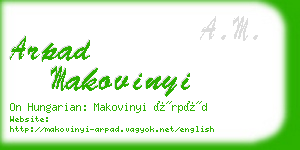 arpad makovinyi business card